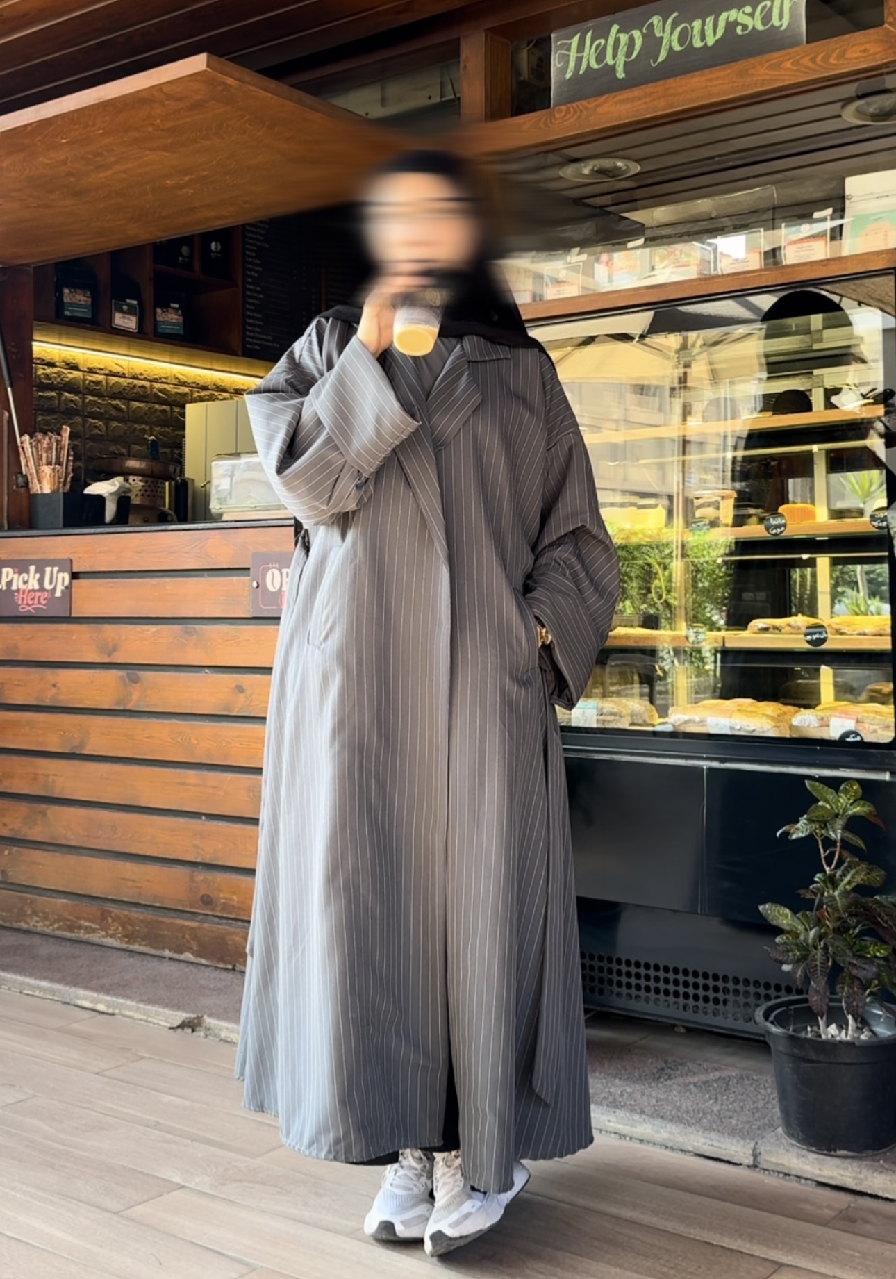Cozy long blaizer  - Gray 